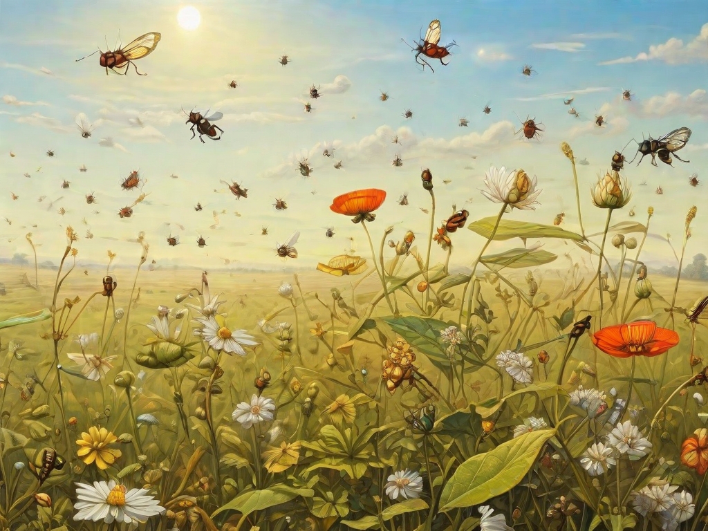 field with insects